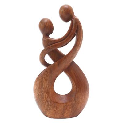 Hand Carved Romantic Wood Sculpture, "Honeymoon Dance"