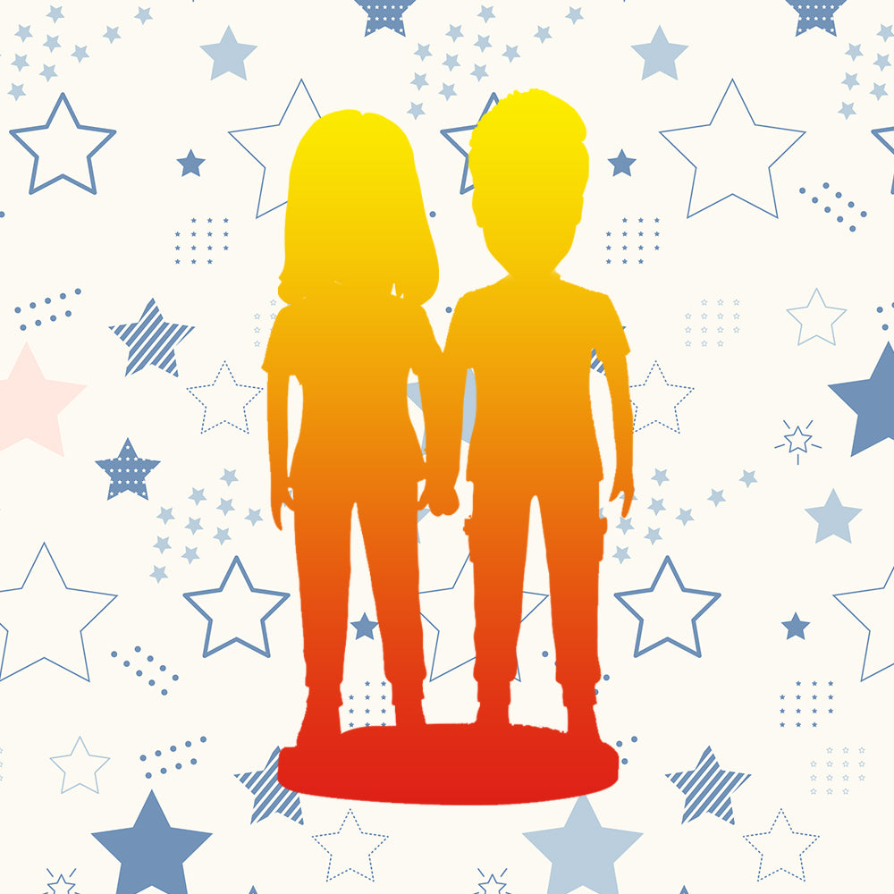 Fully Customizable 2 Person Custom Bobblehead With Engraved Text