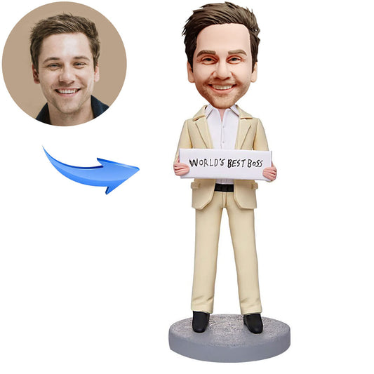 Custom Bobbleheads Figures Personalized Wearing Yellow Suit Boss