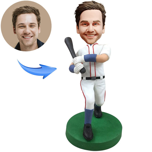 Customize a Bobblehead of a Baseball Batsman Wearing White Clothes