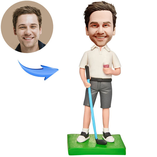 Custom Bobblehead Golf Business Sportswear White Baseball Cap Engraved with Text