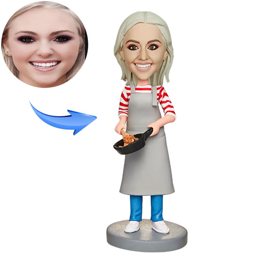 Cooking Mom Custom Bobblehead with Engraved Text