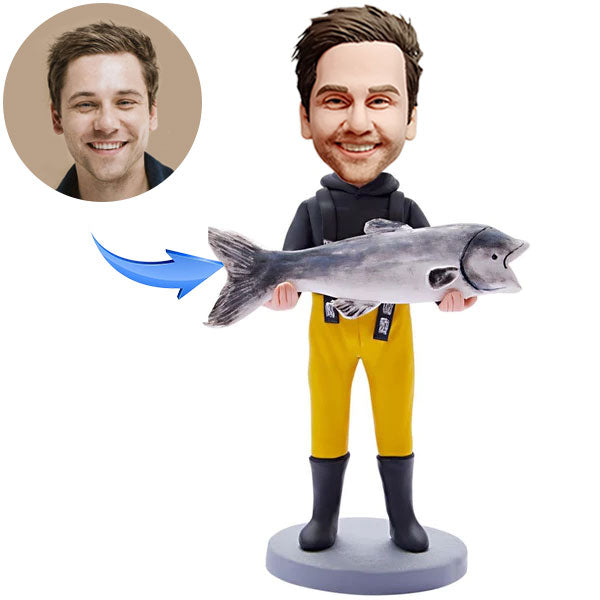 Custom Fisherman Bobblehead With Engraved Text