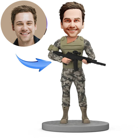 Custom Military Bobblehead Special Forces With A Gun